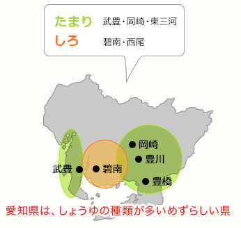愛知県は、しょうゆの種類が多いめずらしい県