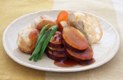 揚げ野菜の甘酢あんかけ