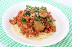 ナスの和風ミートソーススパゲティ