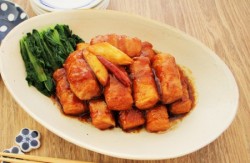 厚揚げの肉巻きステーキ